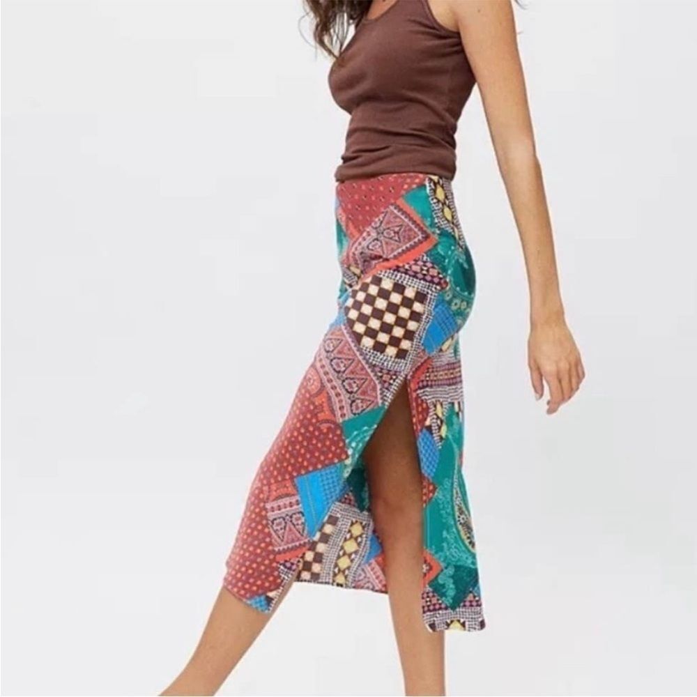 Urban outfitters maise patchwork midi‎ skirt xs